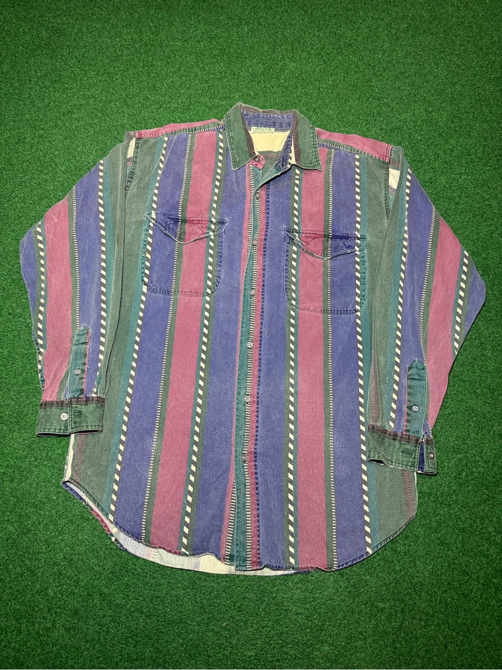 Wester Vintage Button Up Vertical Stripe L/XL 23x32 Southwestern Shirt